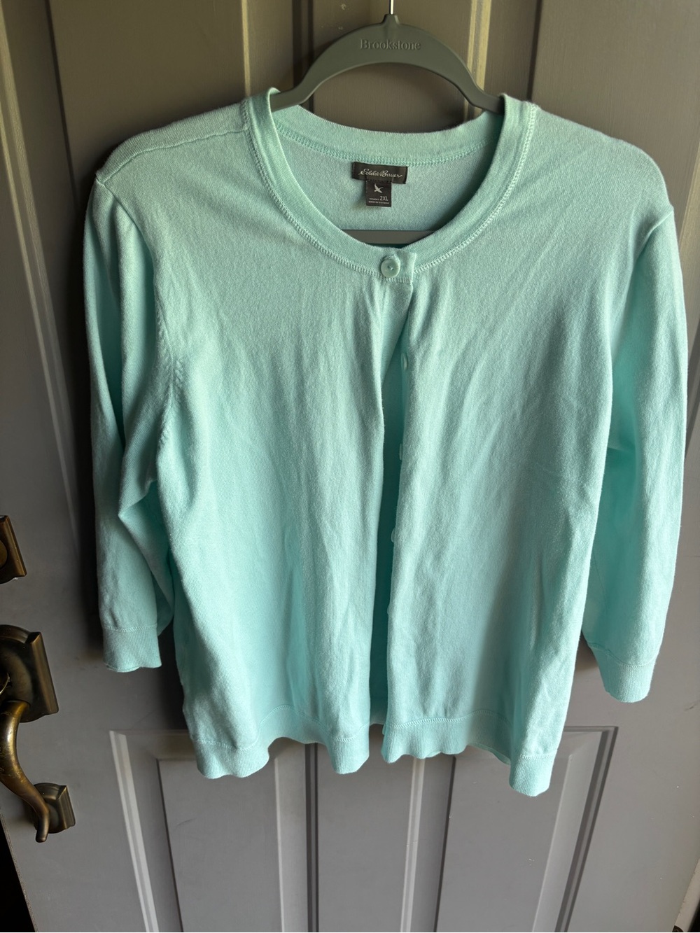 Eddie Bauer Lightweight Mint Crewneck Button Sweater